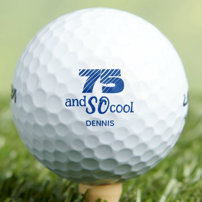 Awesome 75th Birthday Cool Blue Custom Golfball (Von Creator hochgeladen)