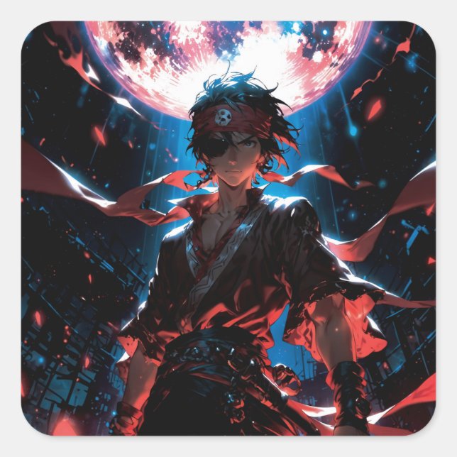 Awesome anime character quadratischer aufkleber (Vorderseite)
