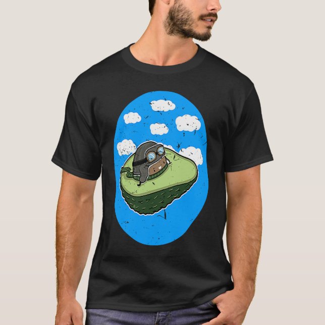 Awesome Avocado Plane Flying Avocado T-Shirt (Vorderseite)