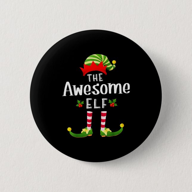 Awesome Christmas Elf Matching Pajama X-mas Party  Button (Vorderseite)