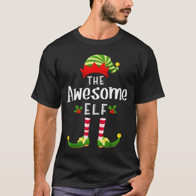Awesome Christmas Elf Matching Pajama X-mas Party  T-Shirt (Vorderseite)