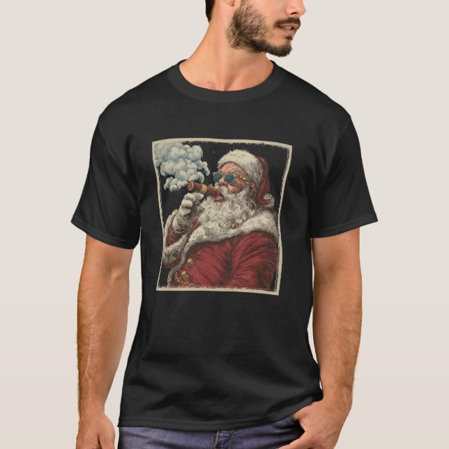 Awesome Cigar Santa Graphic T-Shirt (Vorderseite)