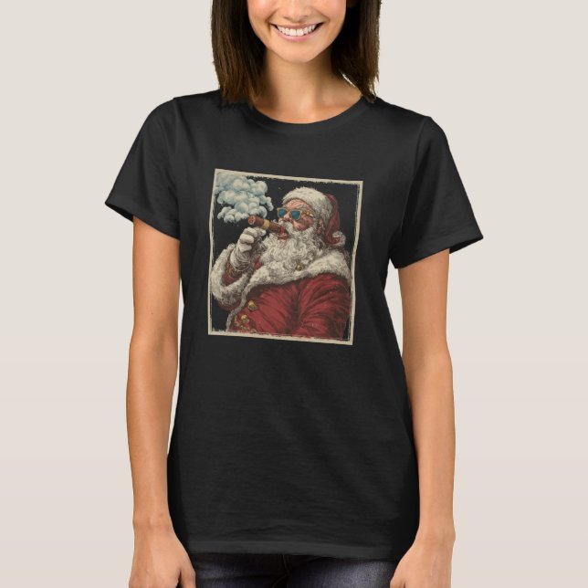 Awesome Cigar Santa Graphic T-Shirt (Vorderseite)