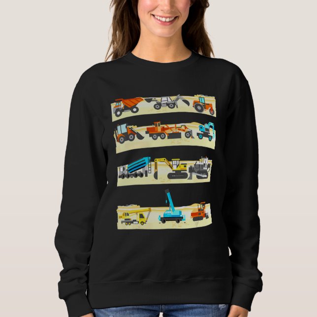 Awesome Construction Vehicles   Trucks kids Boys Sweatshirt (Vorderseite)