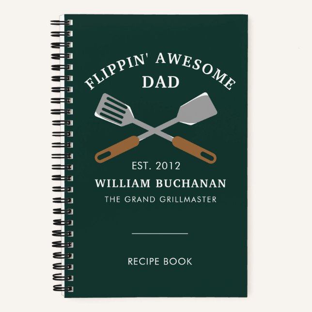 Awesome Dad BBQ Father Personalized Recipe Notizbuch (Vorderseite)