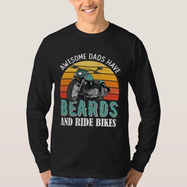 Awesome Dads Have Beards Funny Motorcycle Daddy Bi T-Shirt (Vorderseite)