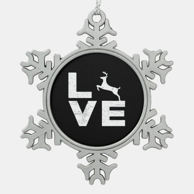 Awesome Deer Lover Trendy Aesthetic Design  Schneeflocken Zinn-Ornament (Vorderseite)