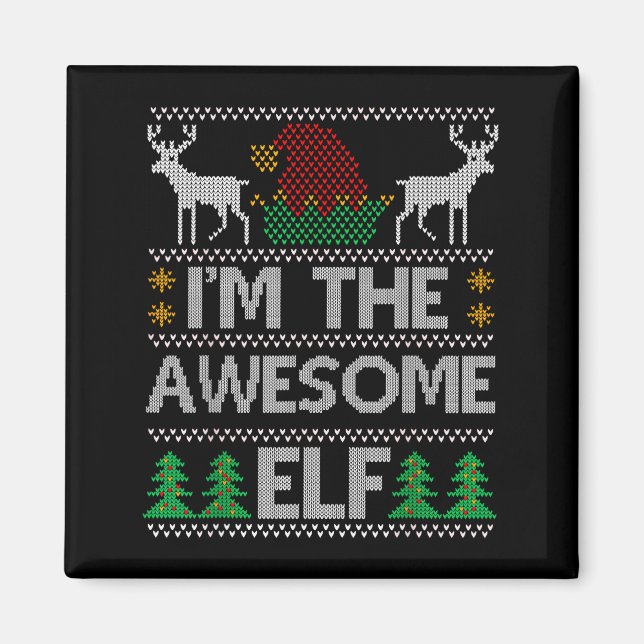 Awesome Elf Matching Family Group Christmas Party  Magnet (Vorne)