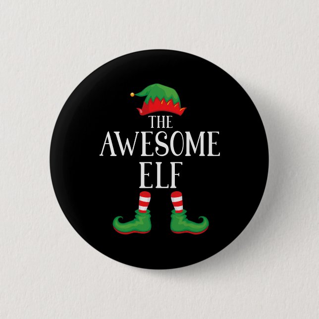 Awesome Elf Matching Group Xmas Funny Family Chris Button (Vorderseite)