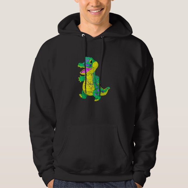 Awesome Festival Madri Gras Alligator Beads Men Wo Hoodie (Vorderseite)