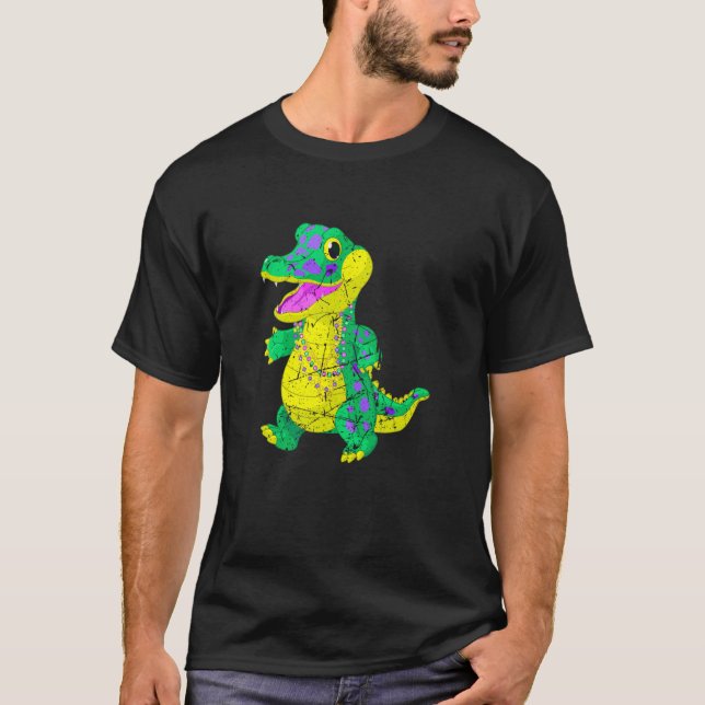 Awesome Festival Madri Gras Alligator Beads Men Wo T-Shirt (Vorderseite)