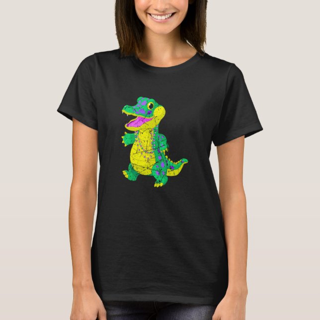 Awesome Festival Madri Gras Alligator Beads Men Wo T-Shirt (Vorderseite)