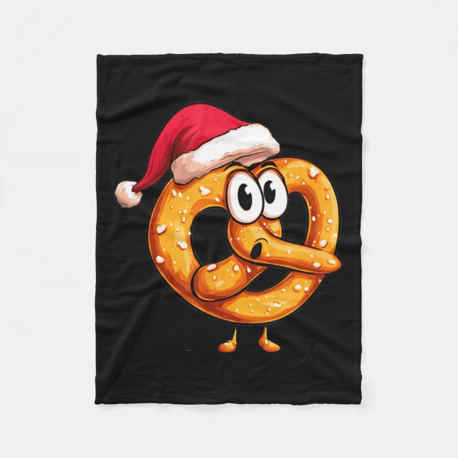 Awesome Festive Pretzel With Santa Claus Hat Costu Fleecedecke (Vorderseite)