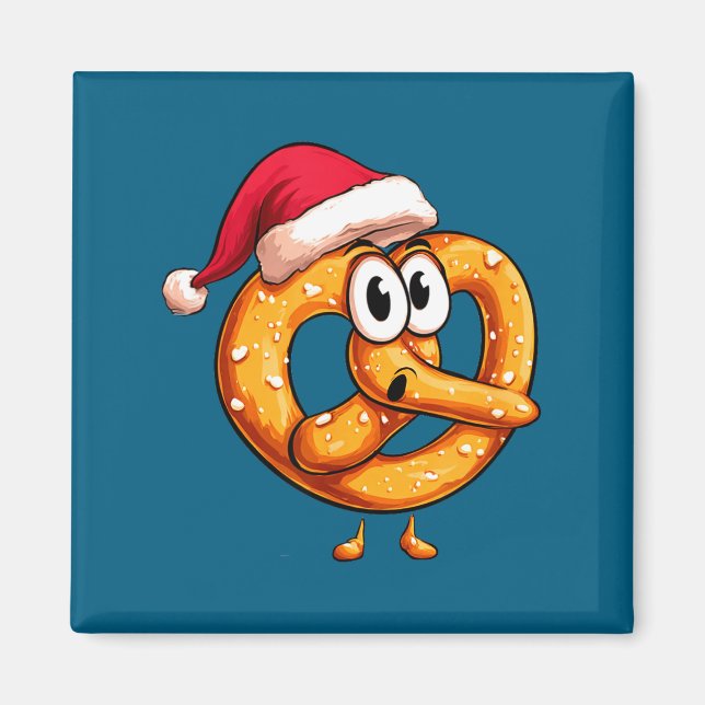 Awesome Festive Pretzel With Santa Claus Hat Costu Magnet (Vorne)