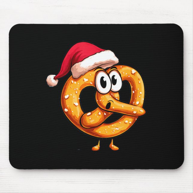 Awesome Festive Pretzel With Santa Claus Hat Costu Mousepad (Vorne)