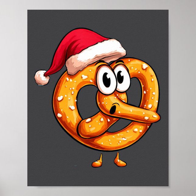 Awesome Festive Pretzel With Santa Claus Hat Costu Poster (Vorne)