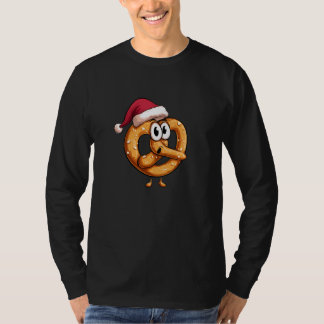Awesome Festive Pretzel with Santa Claus Hat Costu T-Shirt