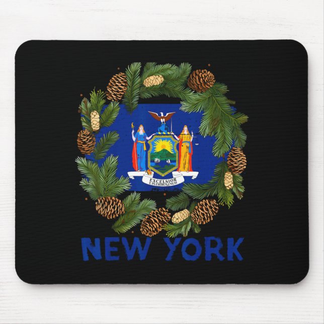 Awesome Fir Xmas Wreath Costume With New York Flag Mousepad (Vorne)