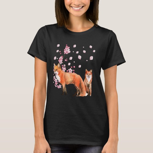 Awesome Foxes Lovers Shirt Japanese Cherry Flower  (Vorderseite)
