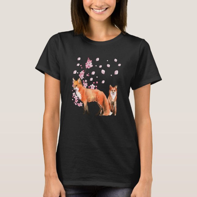 Awesome Foxes Lovers Shirt Japanese Cherry Flower  (Vorderseite)