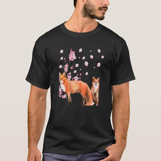 Awesome Foxes Lovers Shirt Japanese Cherry Flower  (Vorderseite)