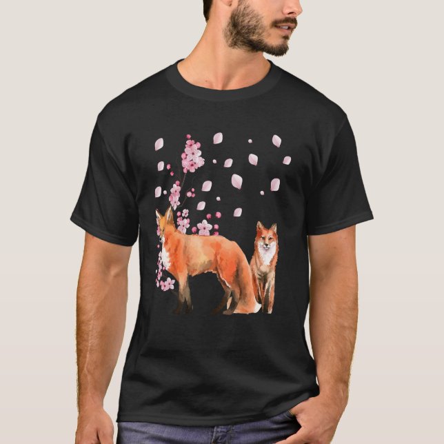 Awesome Foxes Lovers Shirt Japanese Cherry Flower  (Vorderseite)