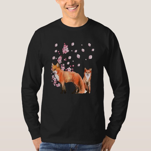 Awesome Foxes Lovers Shirt Japanese Cherry Flower  (Vorderseite)