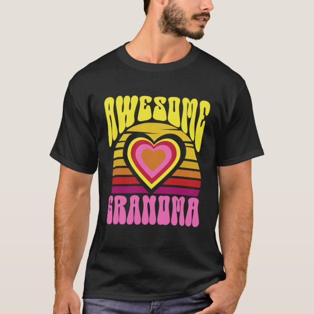 Awesome Grandma Cute Sunset Hearts Mother s Day Re T-Shirt (Vorderseite)