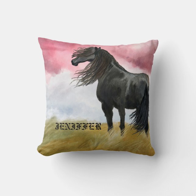 Awesome Horse Watercolor Kissen (Vorderseite)