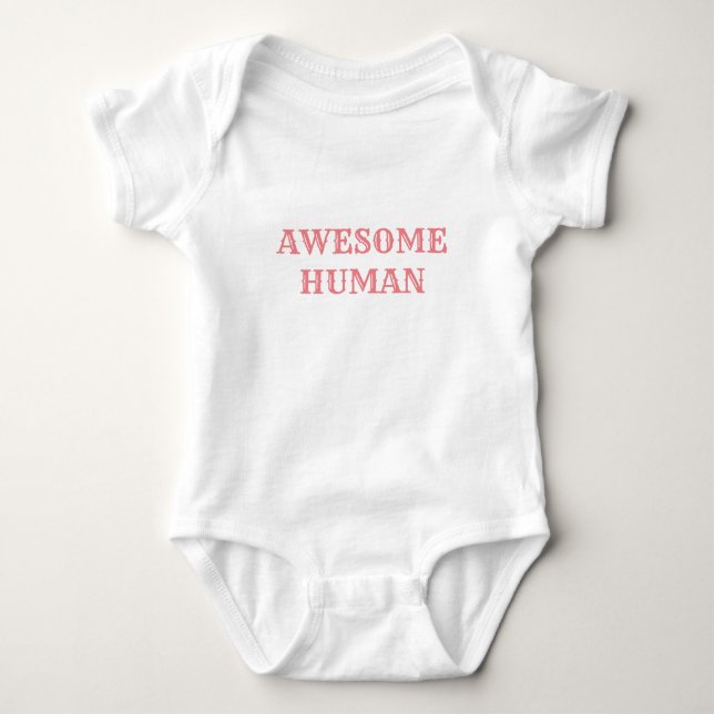AWESOME HUMAN:  White Baby Strampler (Vorderseite)