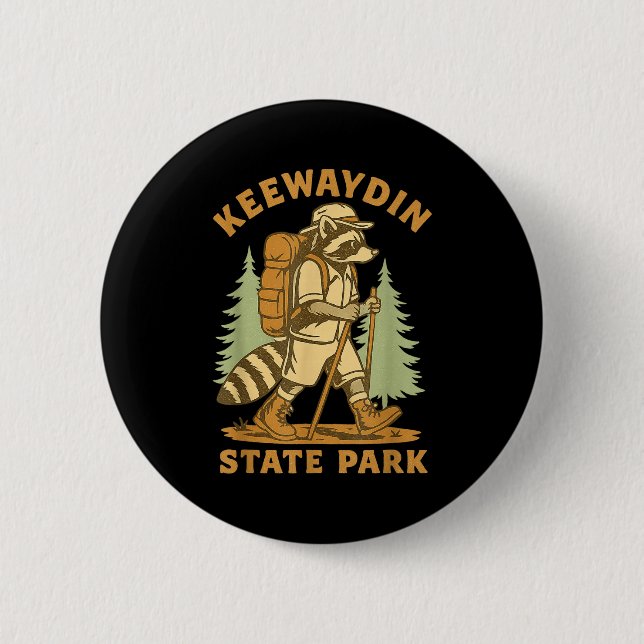 Awesome Keewaydin State Park, Ny Hiking Racoon Hik Button (Vorderseite)