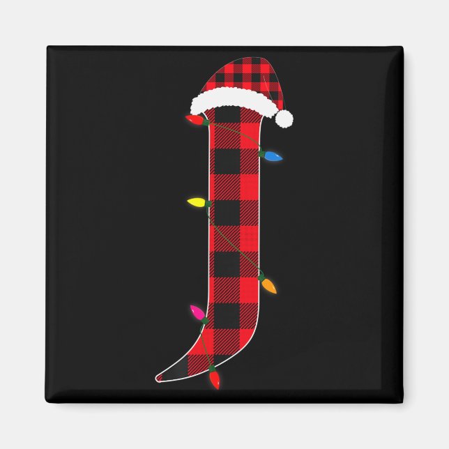 Awesome Letter J Initial Name Buffalo Plaid Christ Magnet (Vorne)