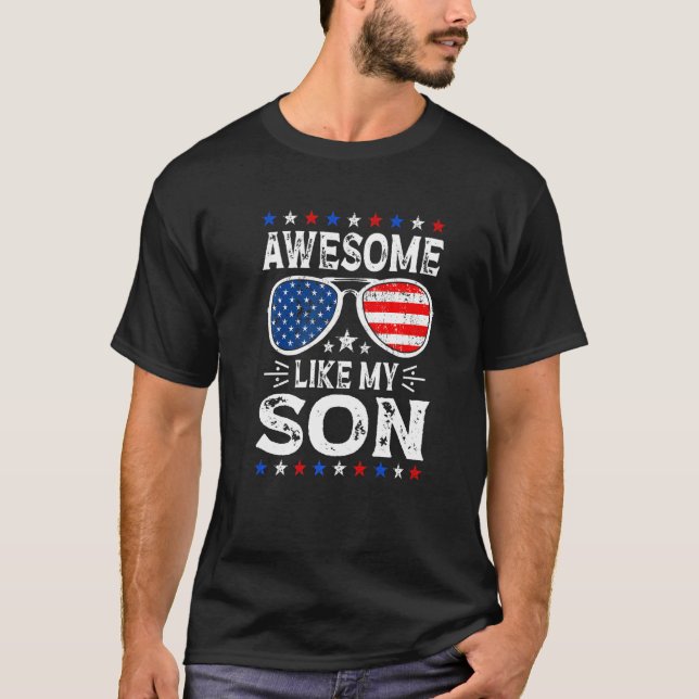 Awesome Like My Son Retro American Flag Parents' D T-Shirt (Vorderseite)
