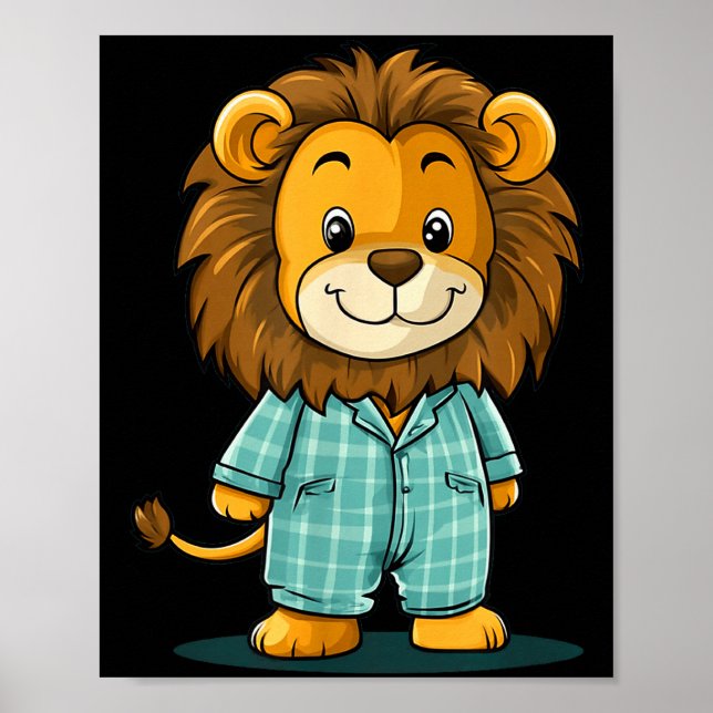 Awesome Lion In Pajama For Funny Animal Sleepwear  Poster (Vorne)