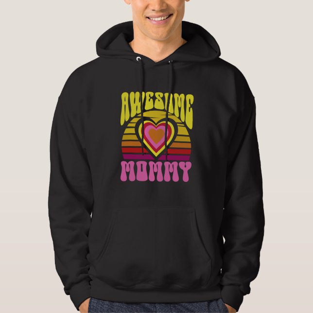 Awesome Mommy Cute Sunset Hearts Mother s Day Retr Hoodie (Vorderseite)