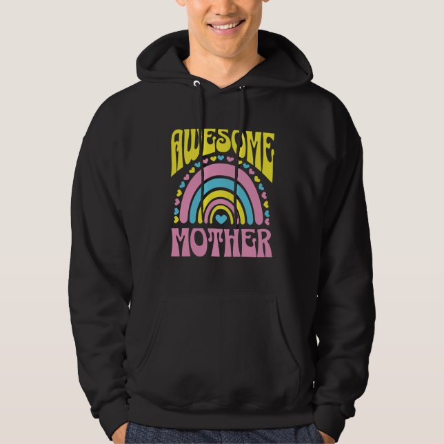 Awesome Mother Cute Rainbow Hearts Mother s Day Re Hoodie (Vorderseite)