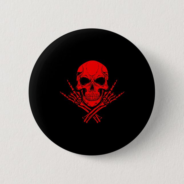 Awesome Music Skull Rocker Greeting Red Skull  Button (Vorderseite)
