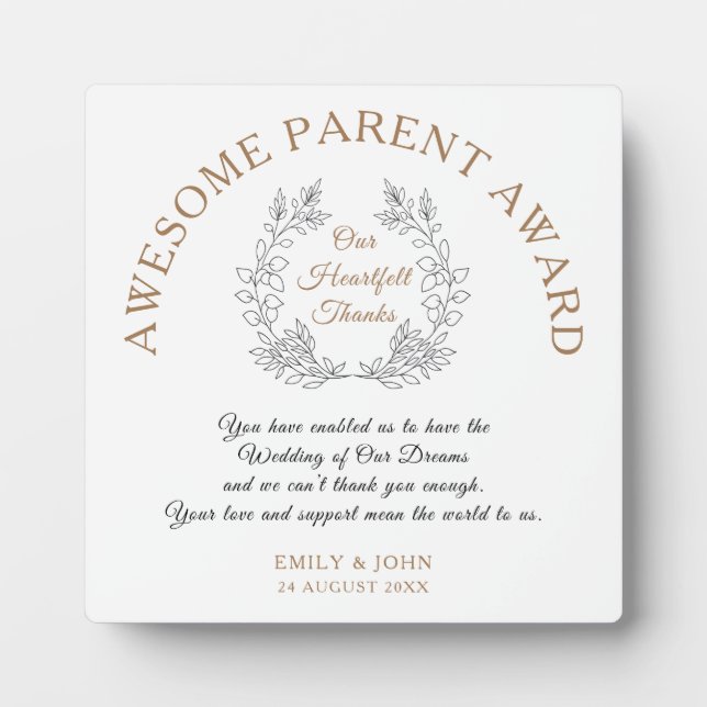 Awesome Parent Award/Thank You/Leaves/Wedding Fotoplatte (Vorderseite)