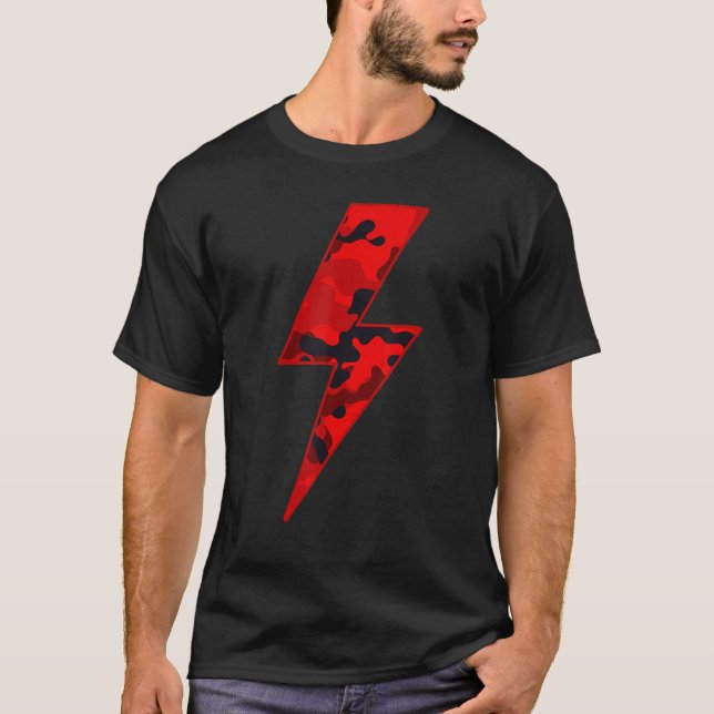 Awesome RED CAMO Lightning Bolt T-Shirt (Vorderseite)