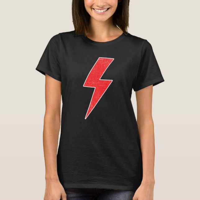 Awesome Retro Distressed RED & WHITE Lightning Bol T-Shirt (Vorderseite)