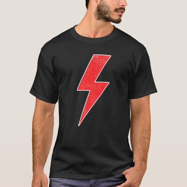 Awesome Retro Distressed RED & WHITE Lightning Bol T-Shirt (Vorderseite)