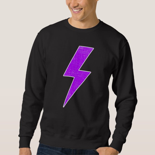 Awesome Retro Front & Back PURPLE & WHITE Lightnin Sweatshirt (Vorderseite)