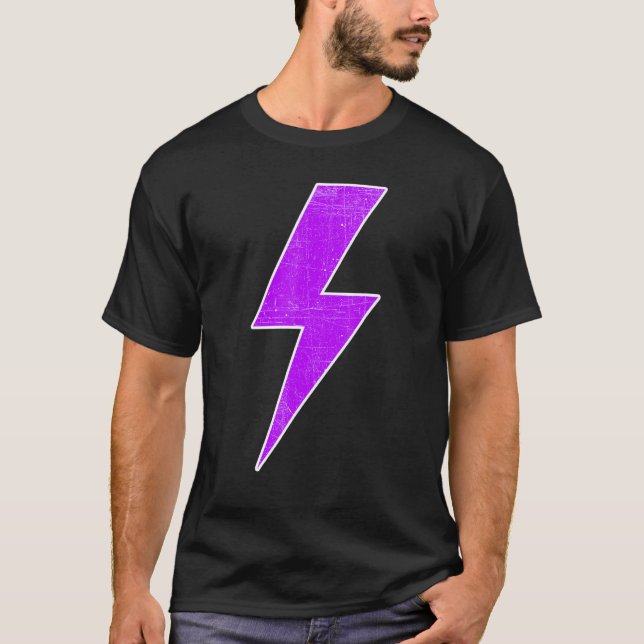 Awesome Retro Front & Back PURPLE & WHITE Lightnin T-Shirt (Vorderseite)