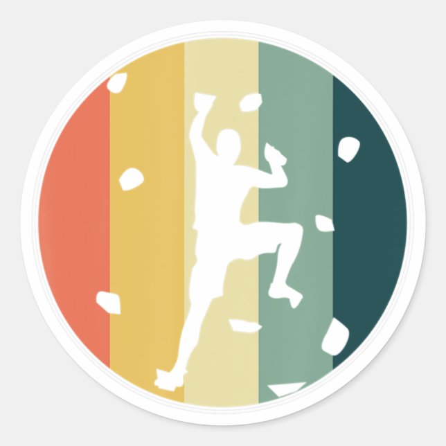 Awesome Retro Wall Climber Rock Mountain Climbing  Runder Aufkleber (Vorderseite)