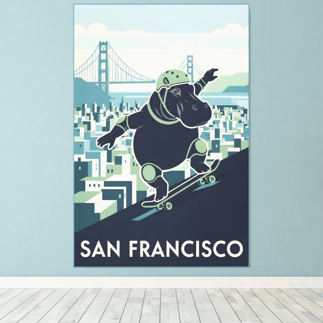 Awesome San Francisco WPA styled canvas print Leinwanddruck (Insitu (Holzboden))