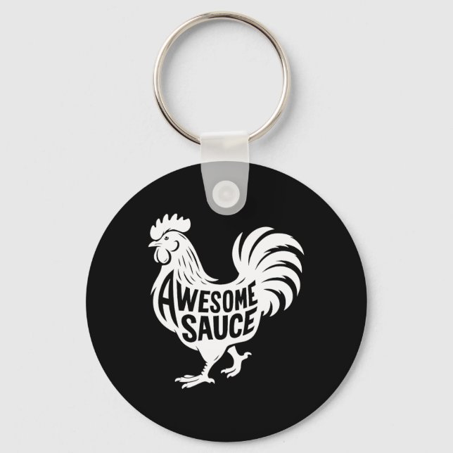 Awesome Sauce Rooster Hähnchen  Schlüsselanhänger (Vorderseite)