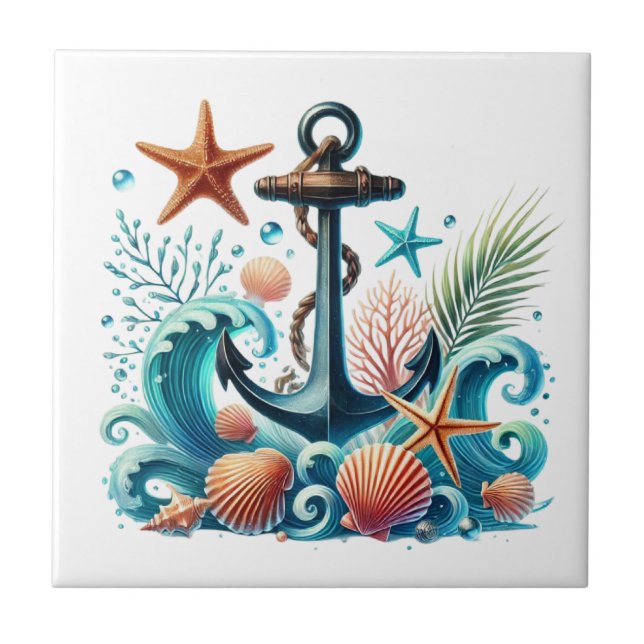 Awesome ships anchor beach lovers  fliese (Vorderseite)