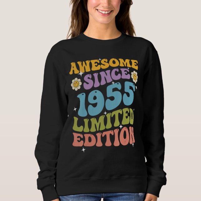 Awesome Since 1955 Retro Groovy Shirt Gifts For Wo (Vorderseite)