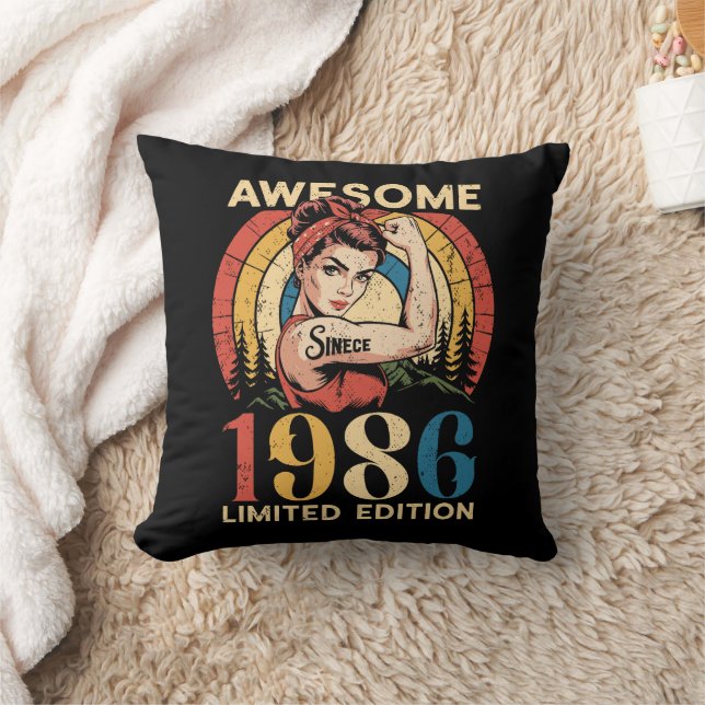 Awesome Since 1986 Retro 40th Women's Birthday  Kissen (Decke)