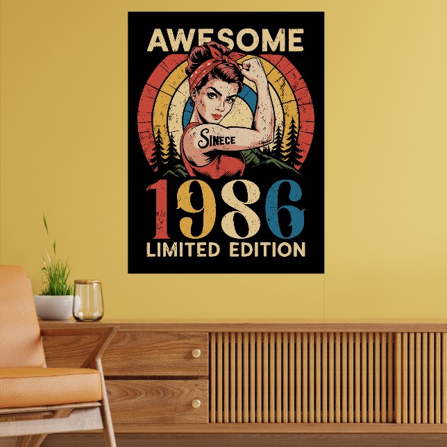 Awesome Since 1986 Vintage 40th Women's Birthday  Poster (Wohnzimmer 2)